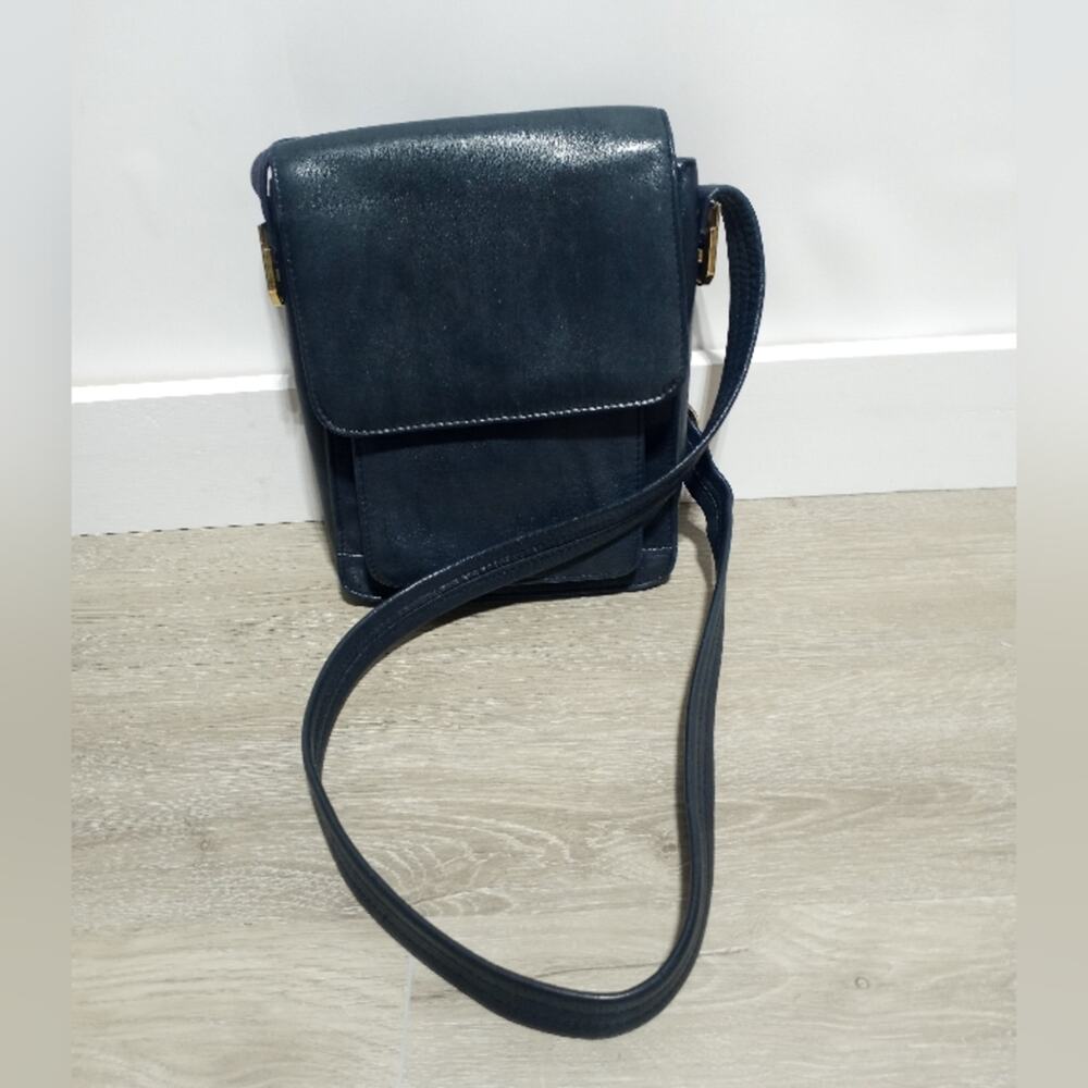 Genuine Leather Navy Blue With Gold Hardware Purse
